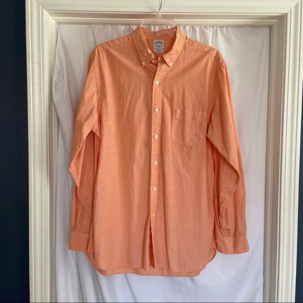 Brooks Brothers Button Down Slim Fit Orange Medium Cotton
